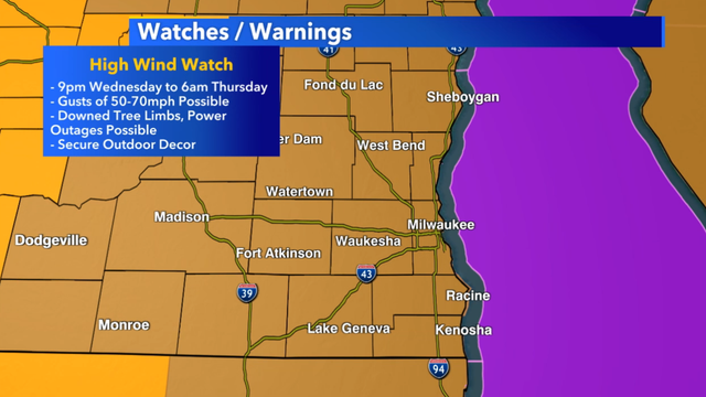 Intense wind possible Wednesday night for southern Wisconsin