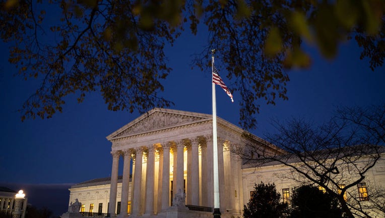 WASHINGTON, DC - NOVEMBER 29: A view of the U.S. Supreme Court at dusk on Nov. 29, 2021, in Washington, D.C. (Photo by Drew Angerer/Getty Images)