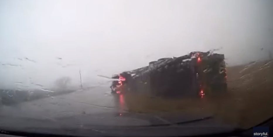 1 dead as Midwest winds whip up dust, blow over semitrailers