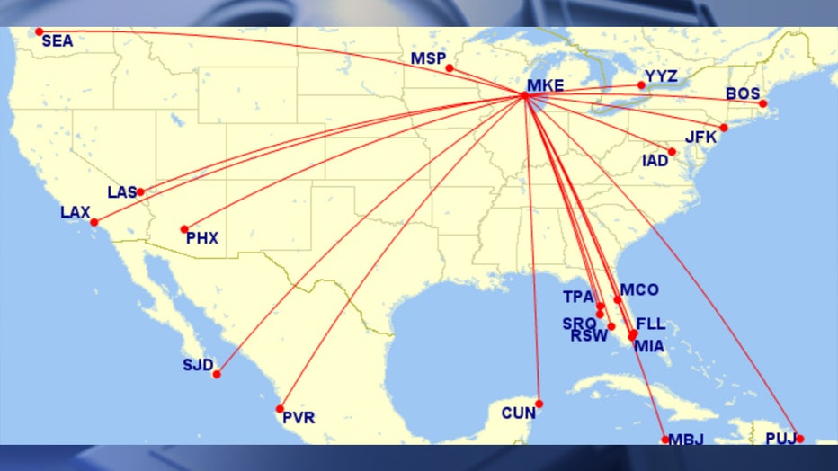 Milwaukee Mitchell International Airport Record year new air service