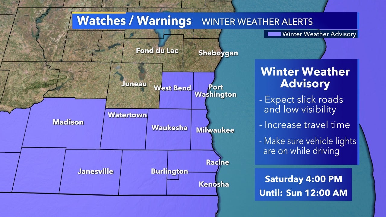 Winter weather advisory until midnight covers most of SE Wisconsin
