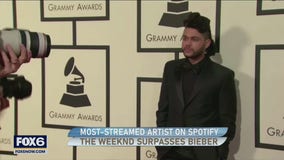 Artist surpasses Justin Bieber as most-streamed artist on Spotify