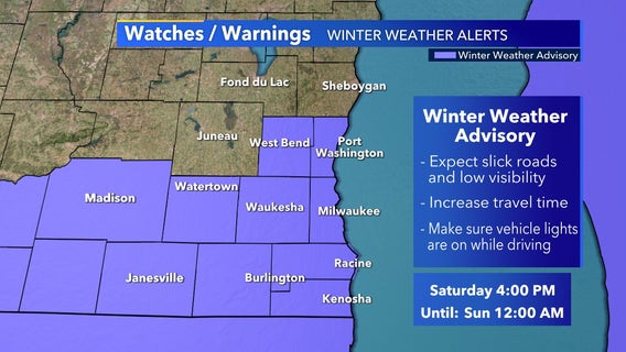Winter weather advisory until midnight covers most of SE Wisconsin