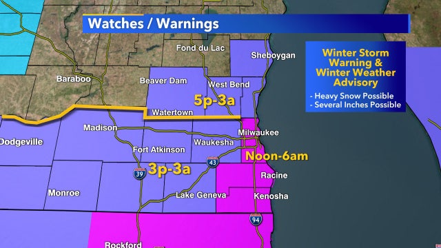 Winter storm warning for 3 counties through Sunday morning