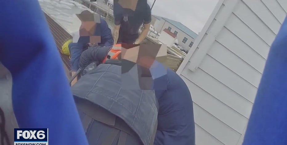 Kenosha lake rescue; fisherman slipped off pier