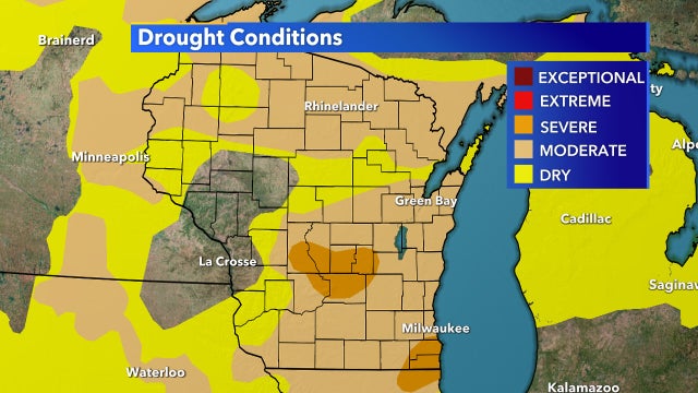 Moderate drought conditions in Wisconsin, 66% of state affected