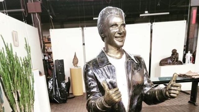 Milwaukee's Bronze Fonz makeover underway, will look different