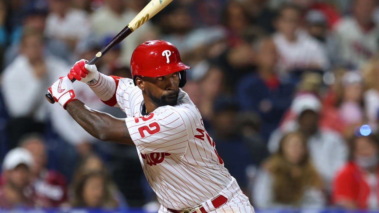 Andrew McCutchen of the Philadelphia Phillies in action against the
