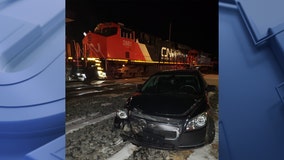 Train hits car in Fond du Lac; no injuries