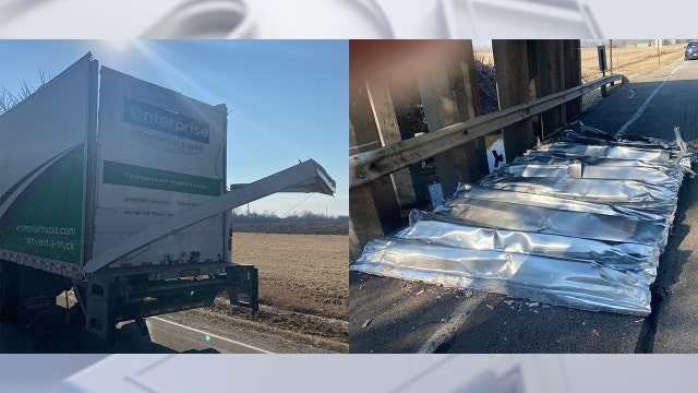 Truck hits Caledonia railroad overpass, loses top: police