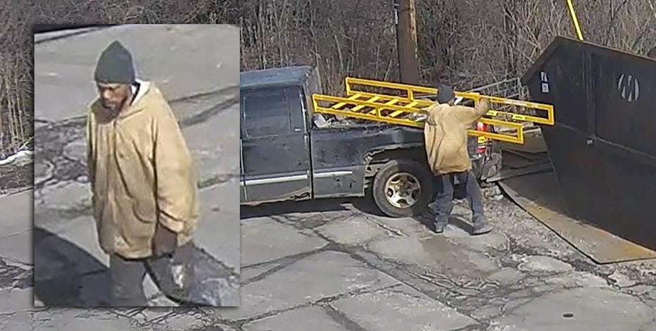Menomonee Falls theft; suspect steals metal, ladder from business
