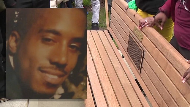 Dontre Hamilton Red Arrow Park memorial bench, plaque unveiled