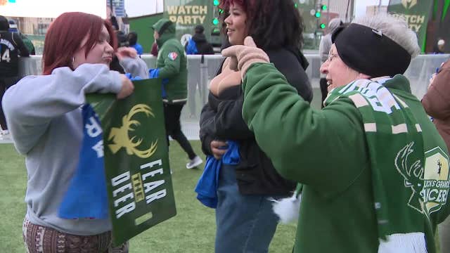 Bucks fans at Deer District watch party brave cold