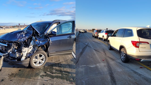 Racine County chain reaction crash; squad car hit, 1 injured