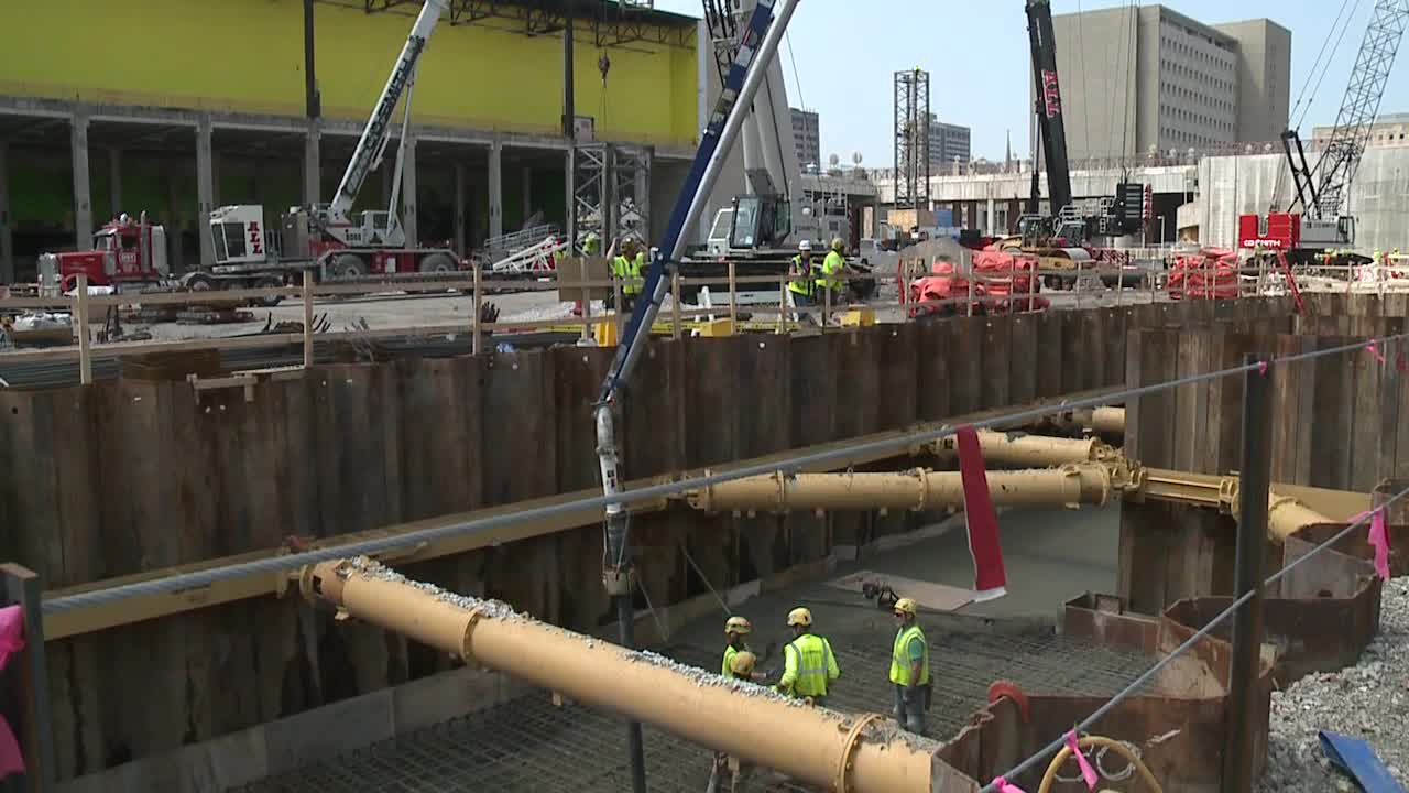 Wisconsin Center expansion concrete pour, downtown Milwaukee