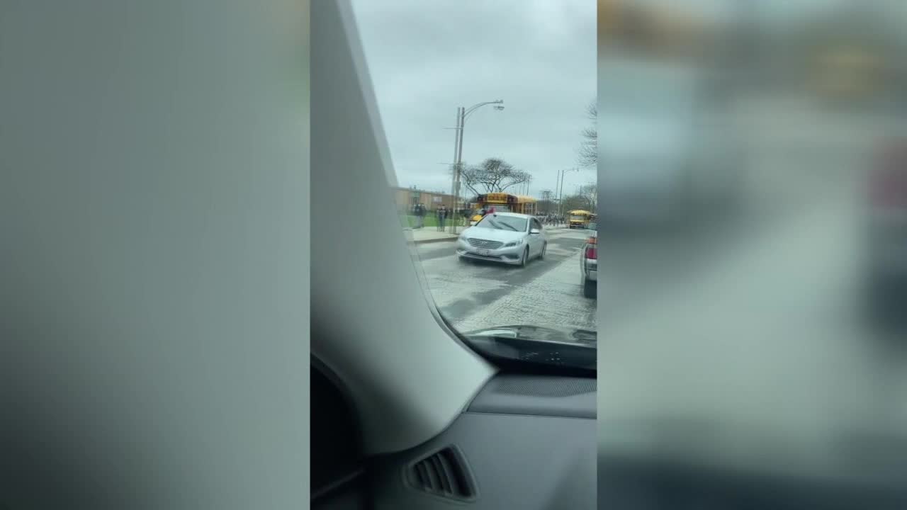 Reckless driving outside Milwaukee school caught on video