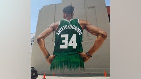 Giannis Antetokounmpo mural draws fans to Milwaukee