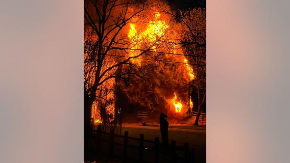 Salem barn fire, ‘fully engulfed’