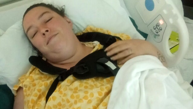Woman breaks back after catching stepdaughter who jumped to escape house fire