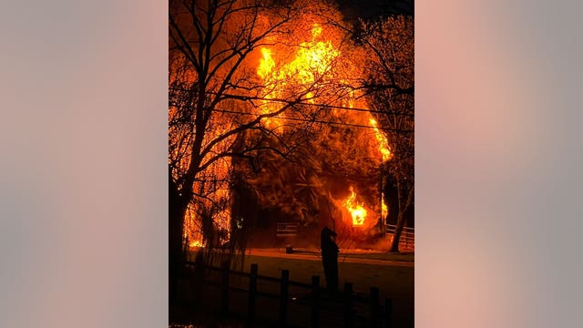 Salem barn fire, ‘fully engulfed’