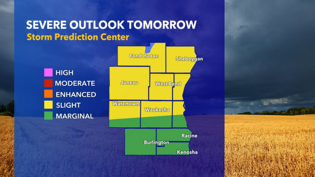 Slight risk for severe weather across parts of SE Wisconsin Tuesday