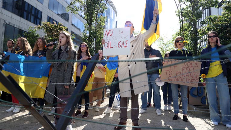 Protest against Russia in Brussels ahead of EU Leaders' Summit