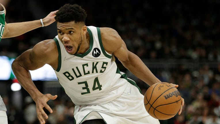 Giannis Antetokounmpo of Team LeBron looks on during the 2022 NBA News  Photo - Getty Images