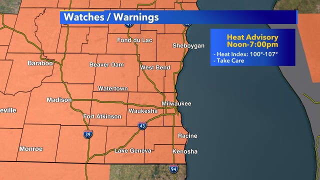 Heat advisory for SE Wisconsin from noon-7 p.m. Tuesday