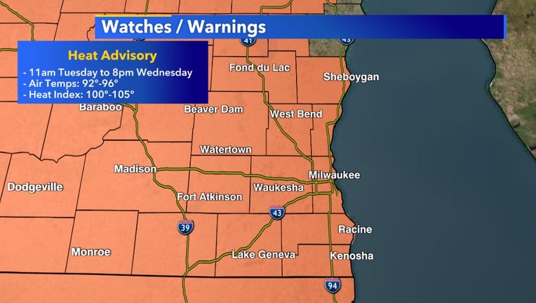 Heat advisory for SE Wisconsin until 8 p.m. Wednesday | FOX6 Milwaukee