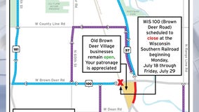 Brown Deer Road to close July 18-29 at Wisconsin Southern Railroad crossing