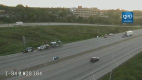 7 portable toilets fell off truck on I-94 in Waukesha County