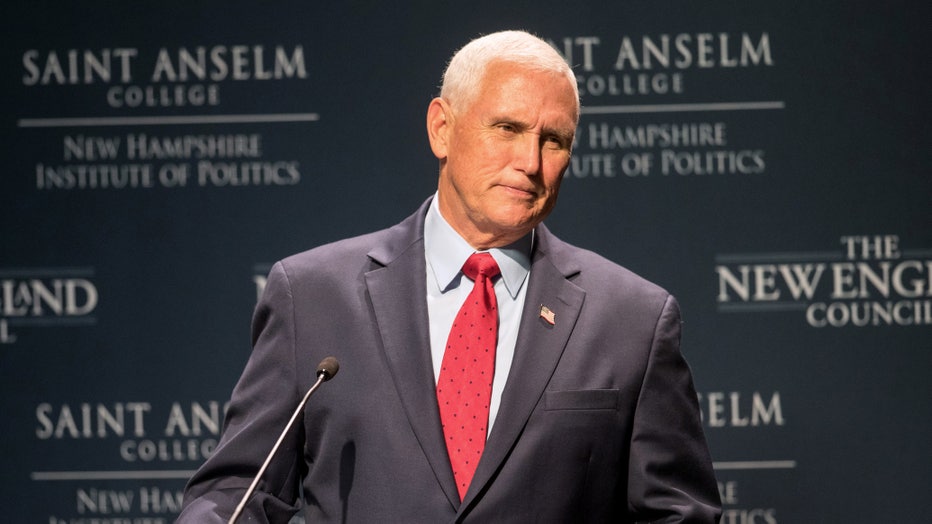 Former Vice President Mike Pence Speaks At Politics & Eggs Event In New Hampshire