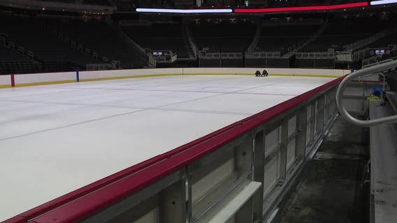 Fiserv Forum NHL ice installation for Blackhawks, Wild game
