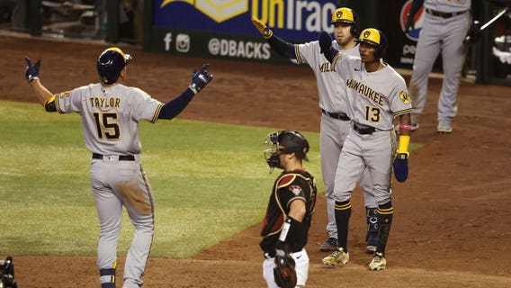 Brewers beat Dbacks 8-6; Taylor hits 2-run homer in 10th