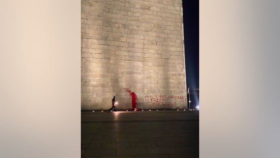 Washington Monument defaced with red paint; suspect taken into custody, facing charges: officials