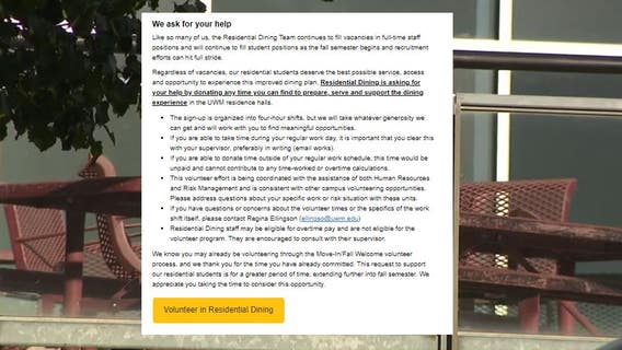 UWM 'volunteers' for dining halls sought, staff email shows