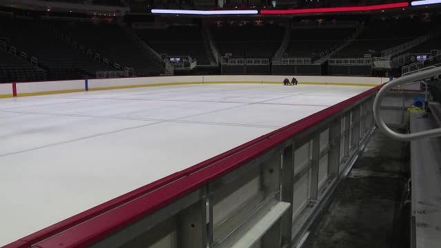 Fiserv Forum NHL ice installation for Blackhawks, Wild game