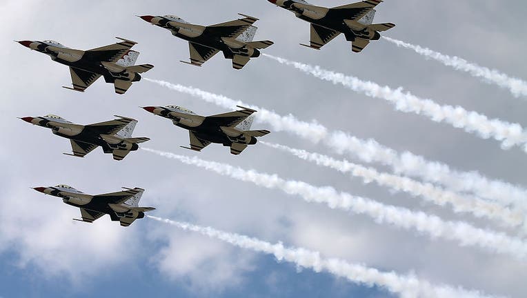 U.S. Air Force Thunderbirds Rehearse For Weekend Air Show