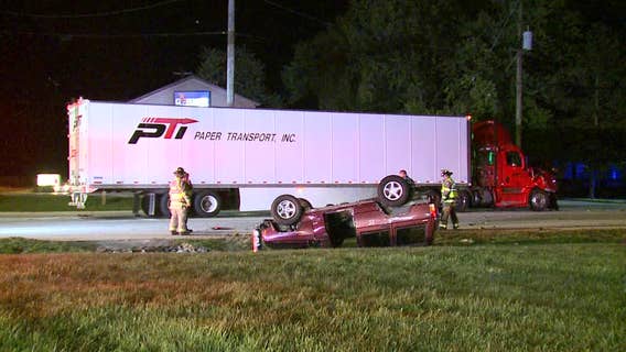 SUV, semi collide in Caledonia; driver of SUV hurt