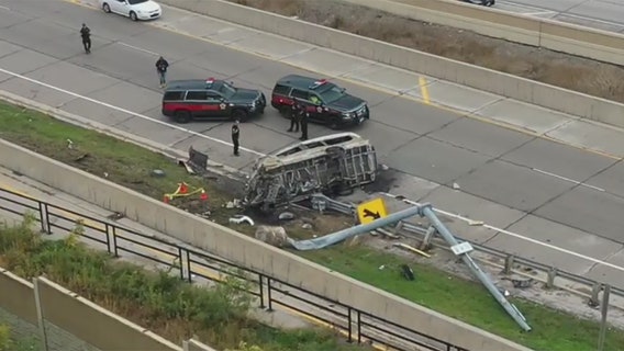 Mitchell Interchange crash; van rolled over, caught fire, 2 dead