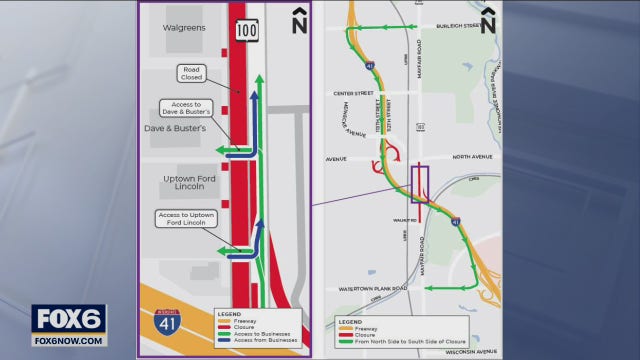 Southbound WIS 100 weekend closure