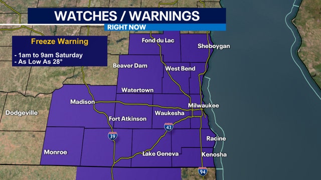 Freeze warning Saturday morning, temperature drop overnight