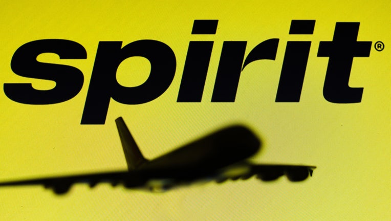 In this photo illustration, the Spirit Airlines logo is seen