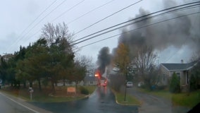 Caledonia garage fire, no injuries: video