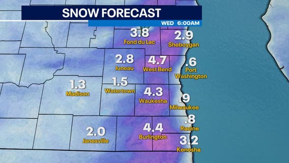 Southeast Wisconsin's 1st accumulating snow of the season Tuesday