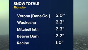 Snowfall totals for Wisconsin storm; Dec. 22, 2022