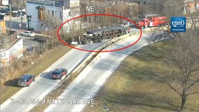 Semi rollover, dumps scrap metal on Milwaukee off-ramp