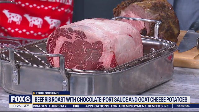 Beef rib roast with chocolate-port sauce and goat cheese potatoes: recipe