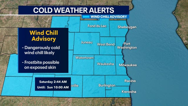 Wisconsin wind chill advisory in effect until Sunday morning