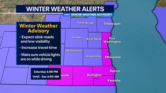 Winter storm warning for 5 counties through Sunday morning